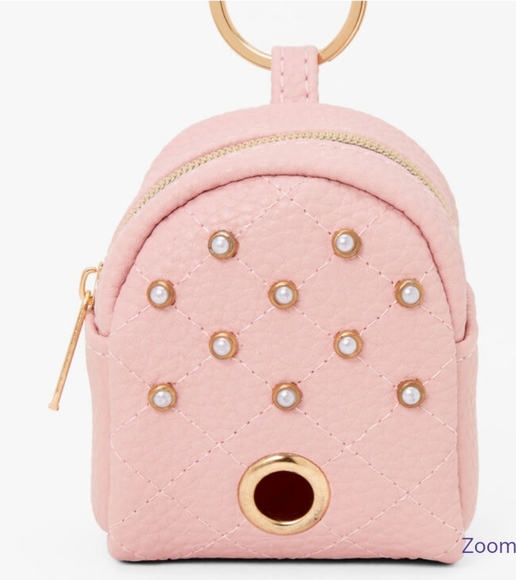Pearl Studded Pink Dog Waste Bag Dispenser Keychain for purse book bag c… - Picture 2 of 6
